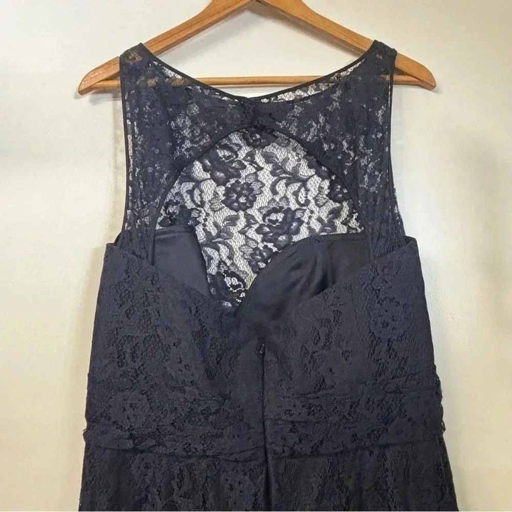 Amsale navy blue lace sleeveless maxi gown sz 16 - Picture 7 of 9